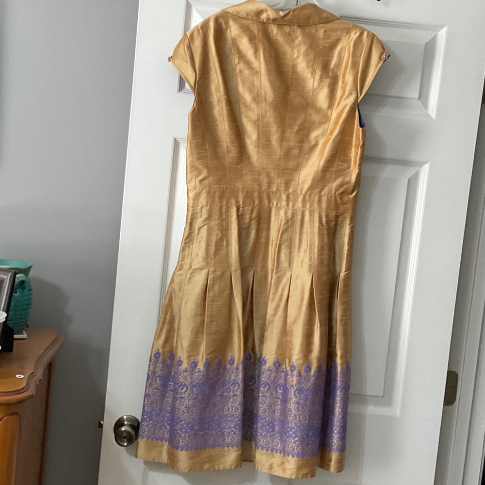 Kay Unger Gold and Purple Midi Dress - Picture 5 of 6
